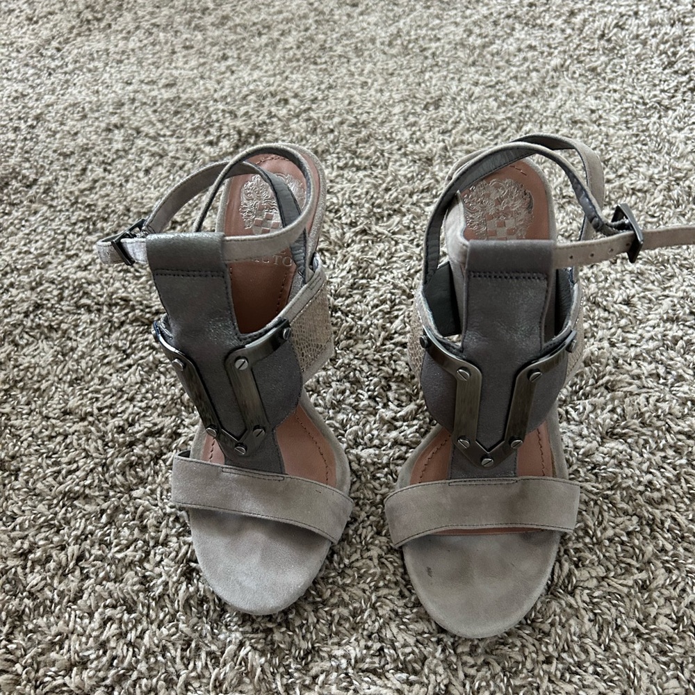 Vince Camuto Gray Block Heel Sandals